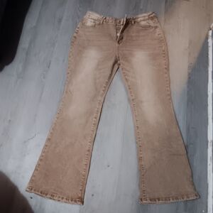 High-Rise Flare Jeans in Light Brown Wash